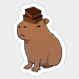 Capybara with Brownies on its head Sticker